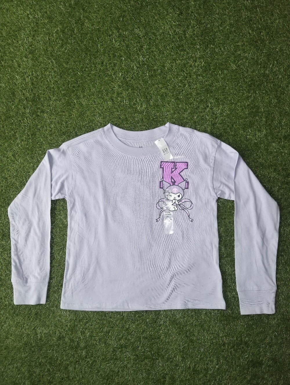 GAP Kids Lilac Long-Sleeve Tee with Kuromi and Pink Graphic K Size: L(10)